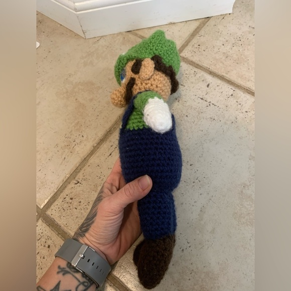 Handmade Crochet LUIGI Doll Amigurumi Plush 12" Super Mario Bros Nintendo - Picture 5 of 6